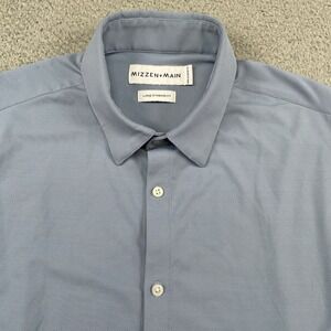 Mizzen+Main Shirt Mens Large Blue Spandex Performance Standard Fit Button Down